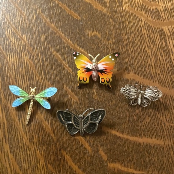Jewelry - Butterfly Brooches and Dragonfly Lot of 4